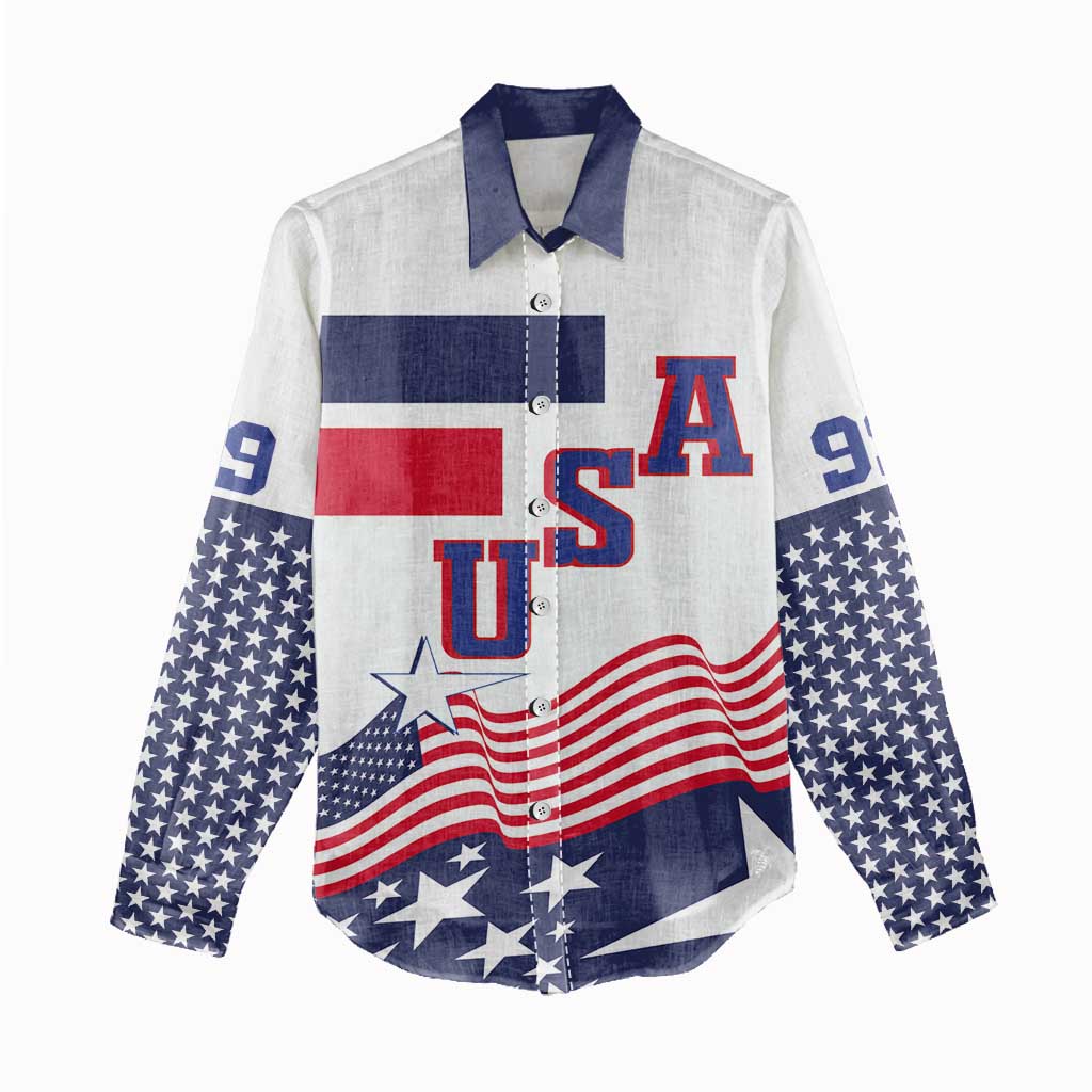 USA Ice Hockey Custom Women Casual Shirt Flag Sporty Style