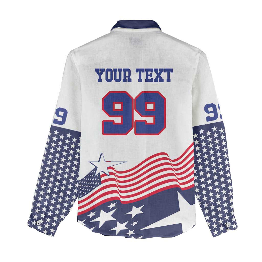 USA Ice Hockey Custom Women Casual Shirt Flag Sporty Style