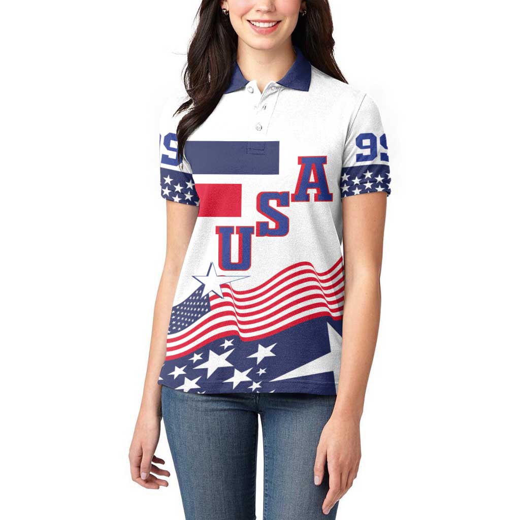 USA Ice Hockey Custom Women Polo Shirt Flag Sporty Style