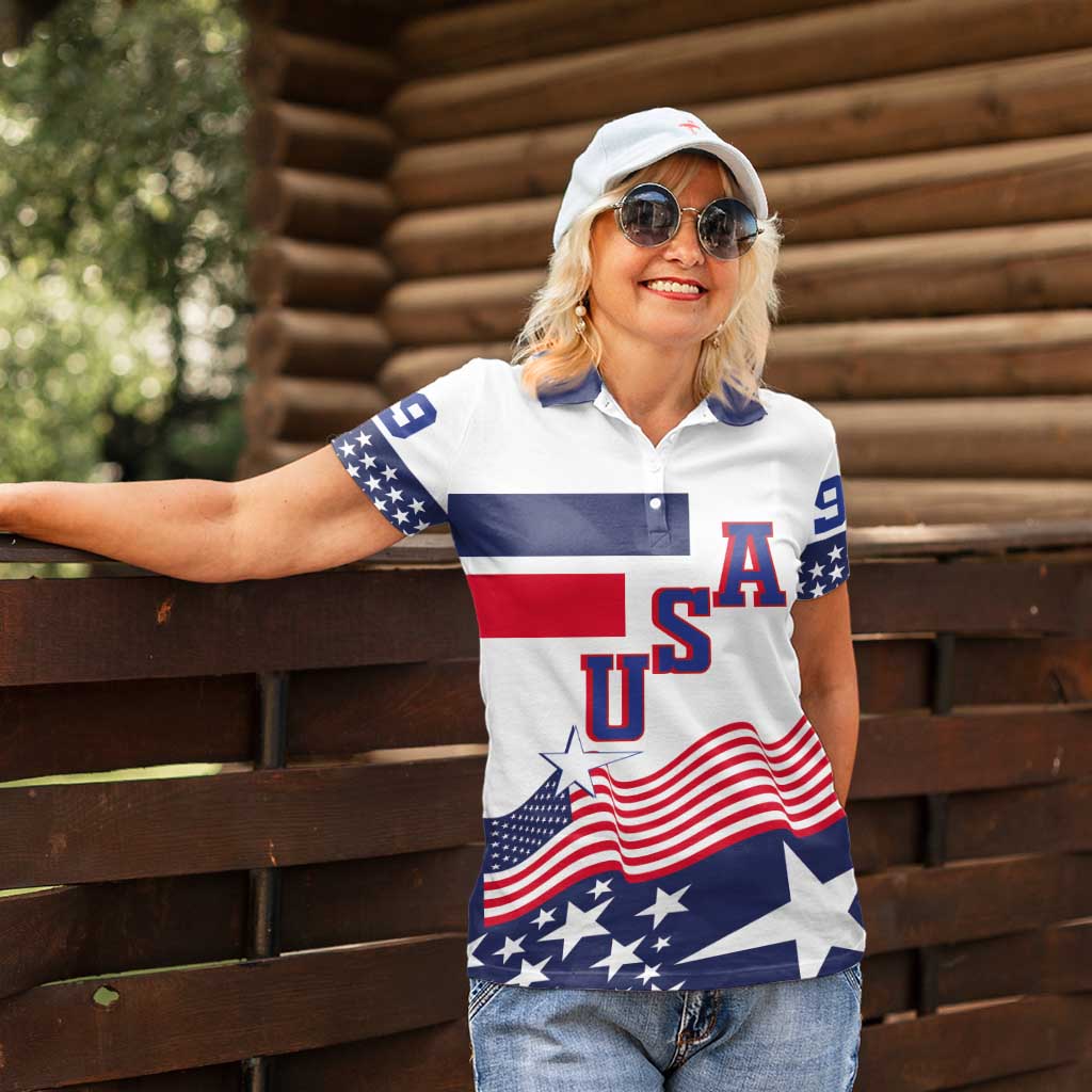 USA Ice Hockey Custom Women Polo Shirt Flag Sporty Style