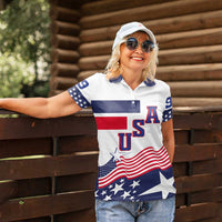 USA Ice Hockey Custom Women Polo Shirt Flag Sporty Style