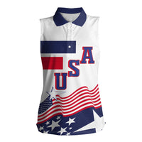USA Ice Hockey Custom Women Sleeveless Polo Shirt Flag Sporty Style