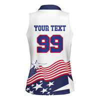 USA Ice Hockey Custom Women Sleeveless Polo Shirt Flag Sporty Style