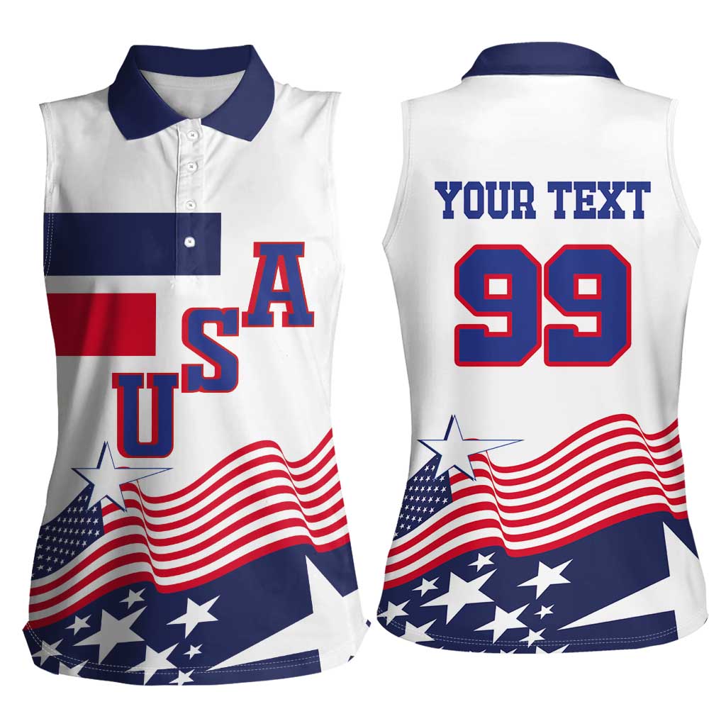 USA Ice Hockey Custom Women Sleeveless Polo Shirt Flag Sporty Style