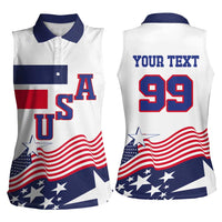 USA Ice Hockey Custom Women Sleeveless Polo Shirt Flag Sporty Style