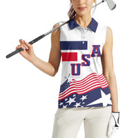 USA Ice Hockey Custom Women Sleeveless Polo Shirt Flag Sporty Style