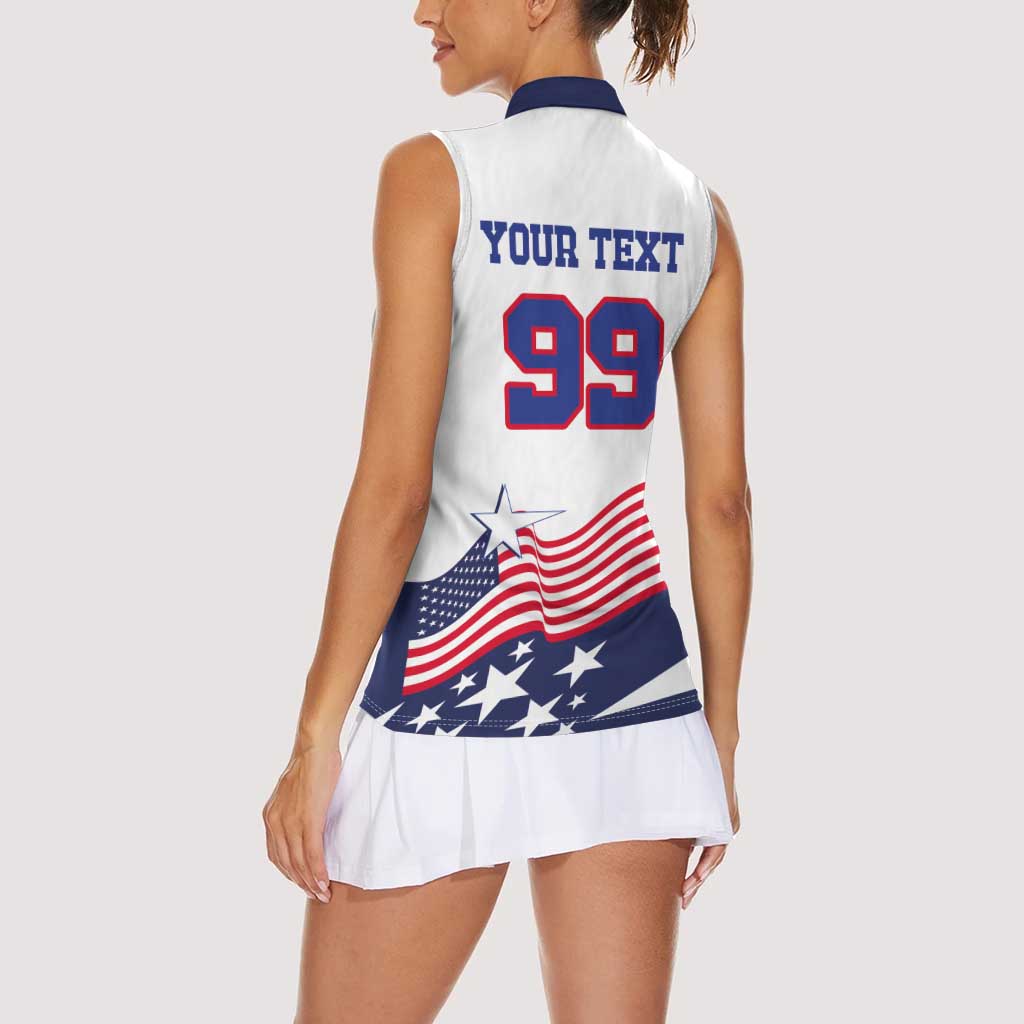 USA Ice Hockey Custom Women Sleeveless Polo Shirt Flag Sporty Style