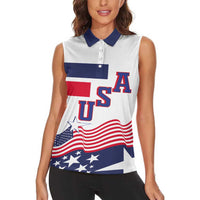 USA Ice Hockey Custom Women Sleeveless Polo Shirt Flag Sporty Style
