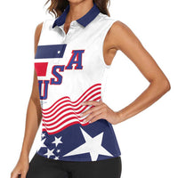 USA Ice Hockey Custom Women Sleeveless Polo Shirt Flag Sporty Style