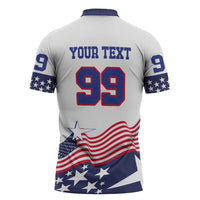 USA Ice Hockey Custom Zipper Polo Shirt Flag Sporty Style