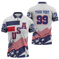USA Ice Hockey Custom Zipper Polo Shirt Flag Sporty Style