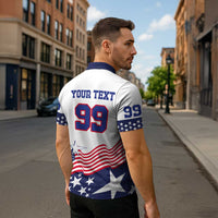 USA Ice Hockey Custom Zipper Polo Shirt Flag Sporty Style