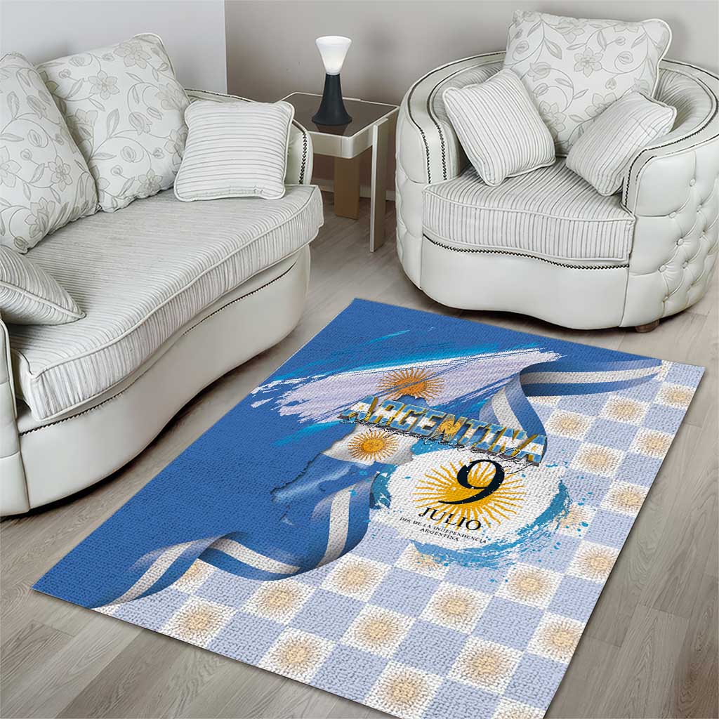 Argentina Independence Day Area Rug - Día de la Independencia Brush and Grunge Style