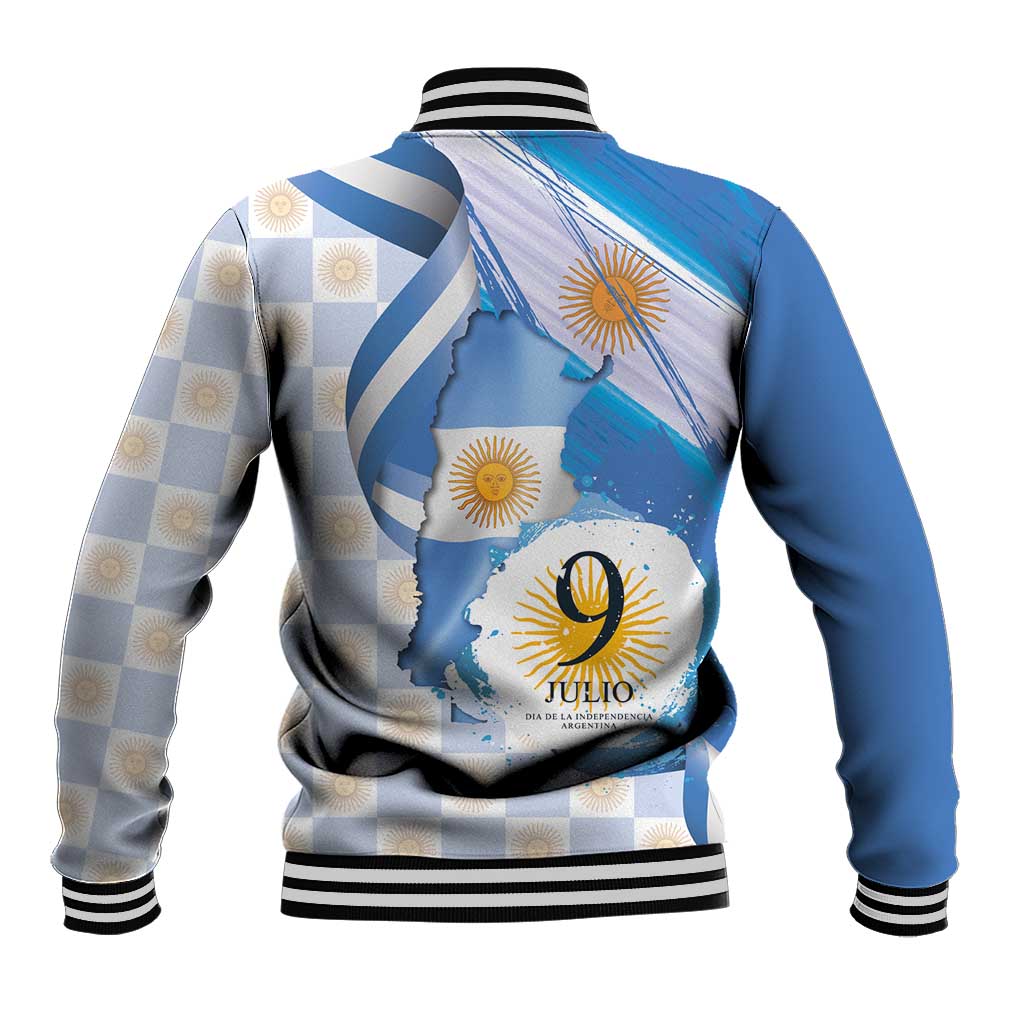 Argentina Independence Day Baseball Jacket - Día de la Independencia Brush and Grunge Style