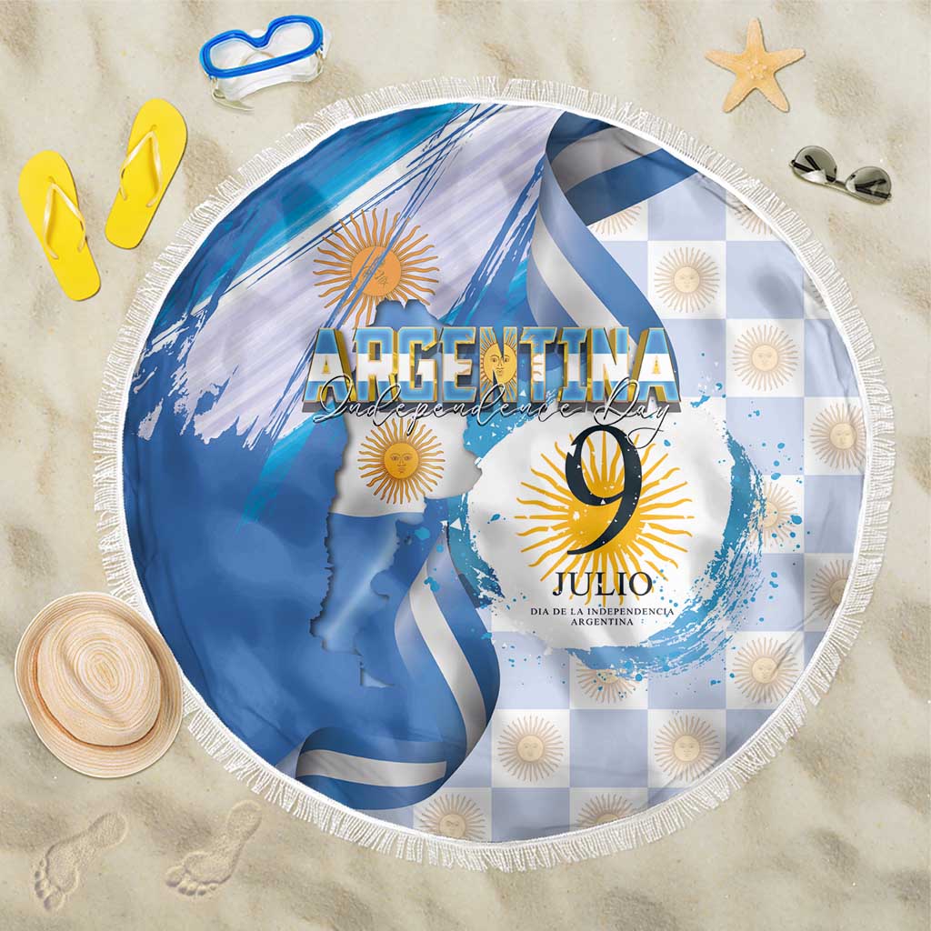 Argentina Independence Day Beach Blanket - Día de la Independencia Brush and Grunge Style