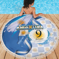 Argentina Independence Day Beach Blanket - Día de la Independencia Brush and Grunge Style