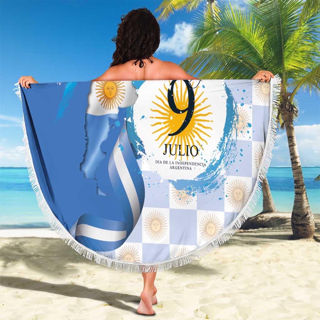 Argentina Independence Day Beach Blanket - Día de la Independencia Brush and Grunge Style