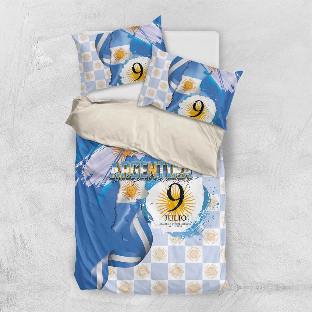 Argentina Independence Day Bedding Set - Día de la Independencia Brush and Grunge Style