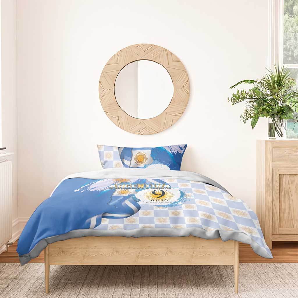 Argentina Independence Day Bedding Set - Día de la Independencia Brush and Grunge Style