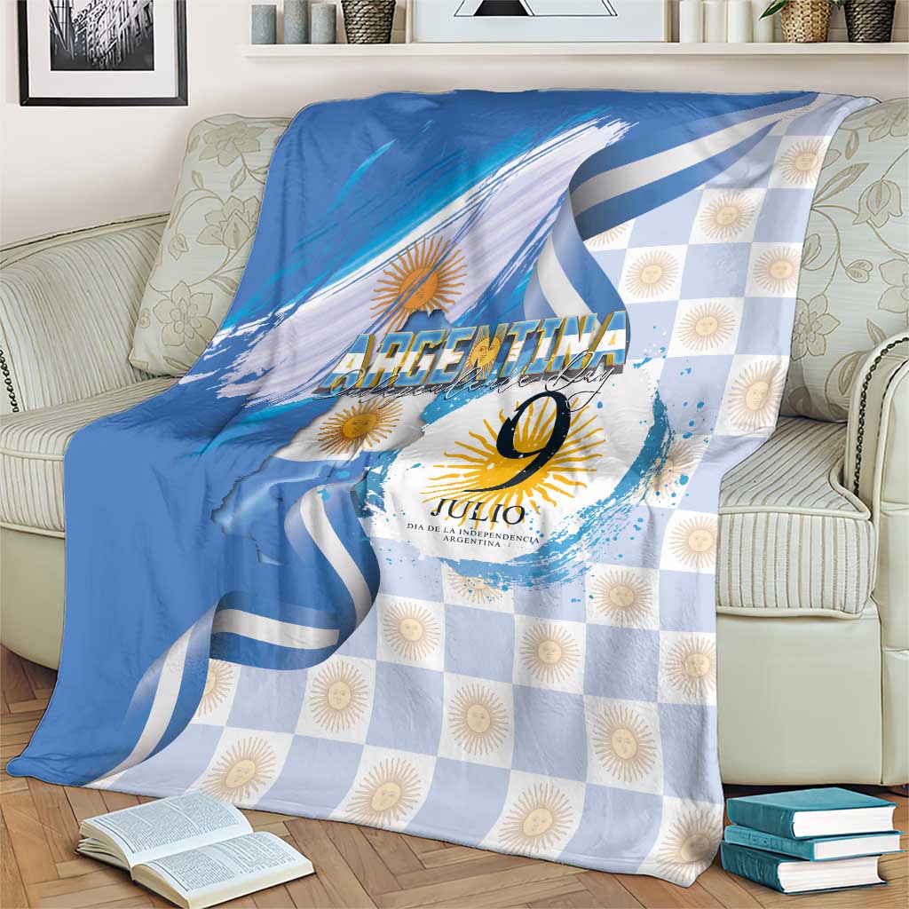 Argentina Independence Day Blanket - Día de la Independencia Brush and Grunge Style