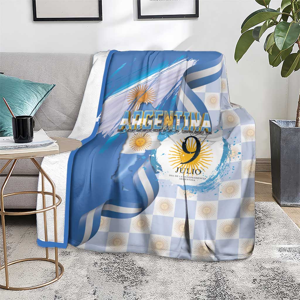 Argentina Independence Day Blanket - Día de la Independencia Brush and Grunge Style