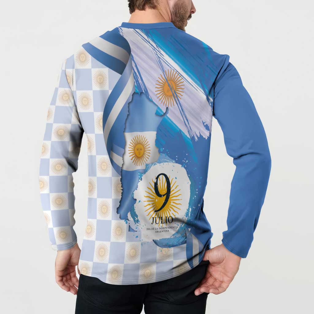 Argentina Independence Day Button Sweatshirt - Día de la Independencia Brush and Grunge Style