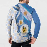 Argentina Independence Day Button Sweatshirt - Día de la Independencia Brush and Grunge Style