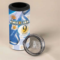 Argentina Independence Day 4 in 1 Can Cooler Tumbler - Día de la Independencia Brush and Grunge Style