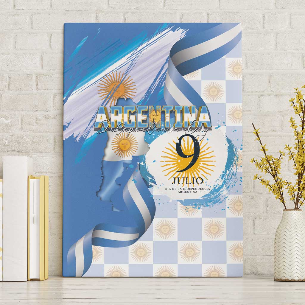 Argentina Independence Day Canvas Wall Art - Día de la Independencia Brush and Grunge Style