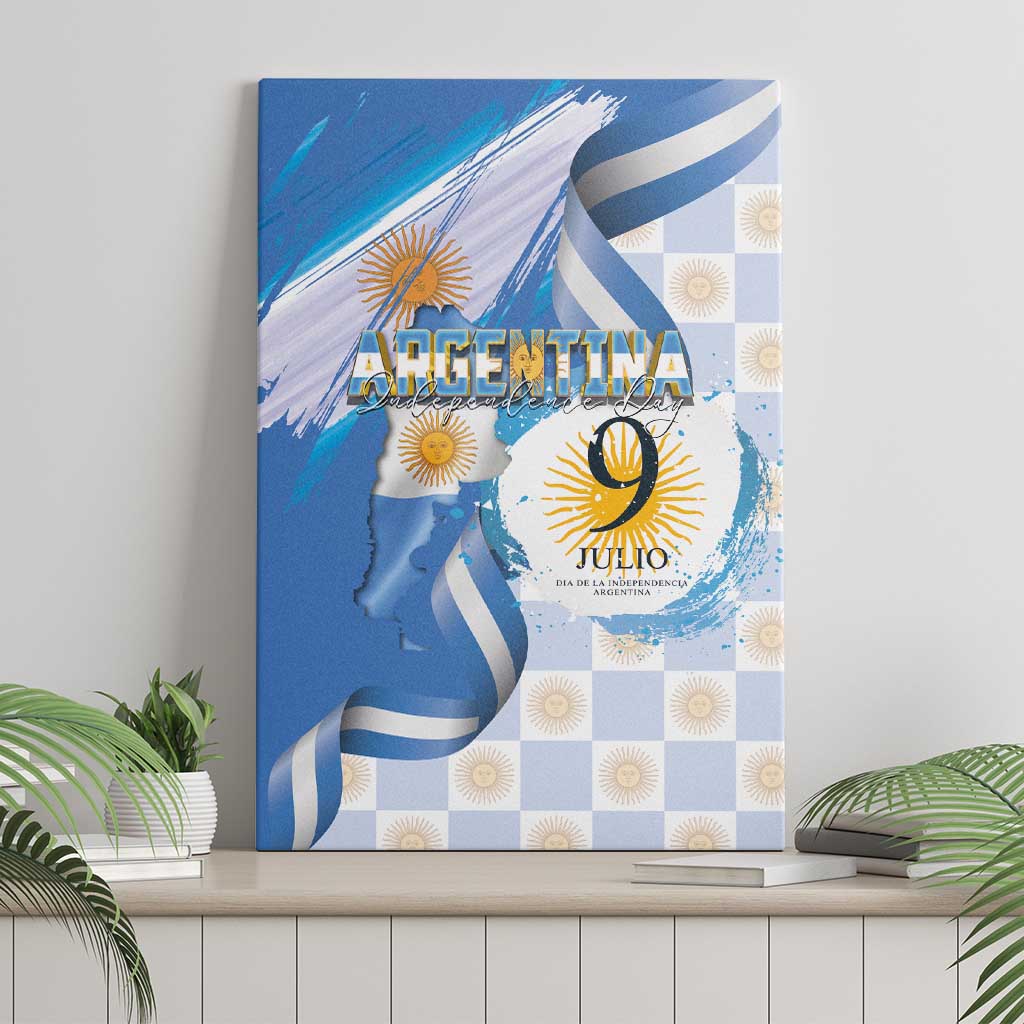 Argentina Independence Day Canvas Wall Art - Día de la Independencia Brush and Grunge Style