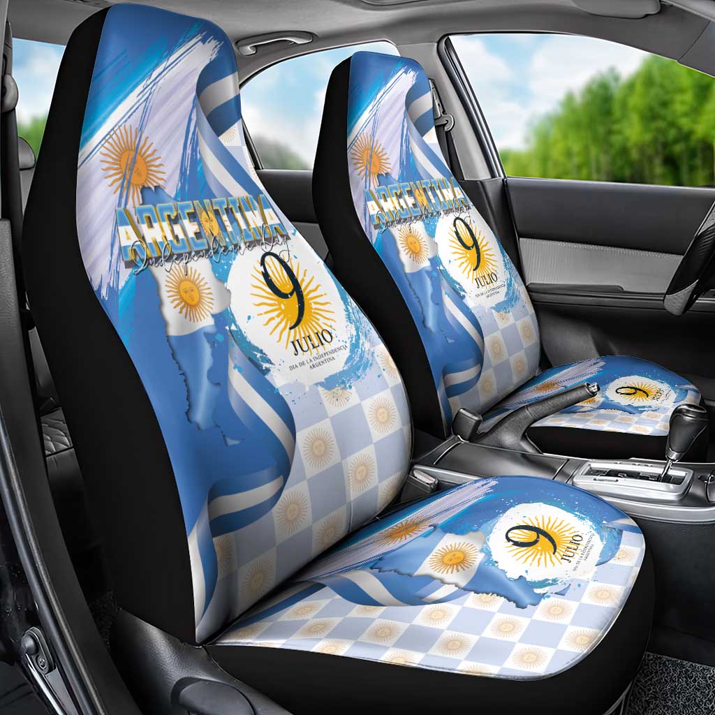 Argentina Independence Day Car Seat Cover - Día de la Independencia Brush and Grunge Style