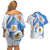 Argentina Independence Day Couples Matching Off Shoulder Short Dress and Hawaiian Shirt - Día de la Independencia Brush and Grunge Style