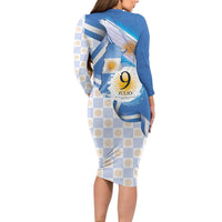 Argentina Independence Day Family Matching Long Sleeve Bodycon Dress and Hawaiian Shirt - Día de la Independencia Brush and Grunge Style