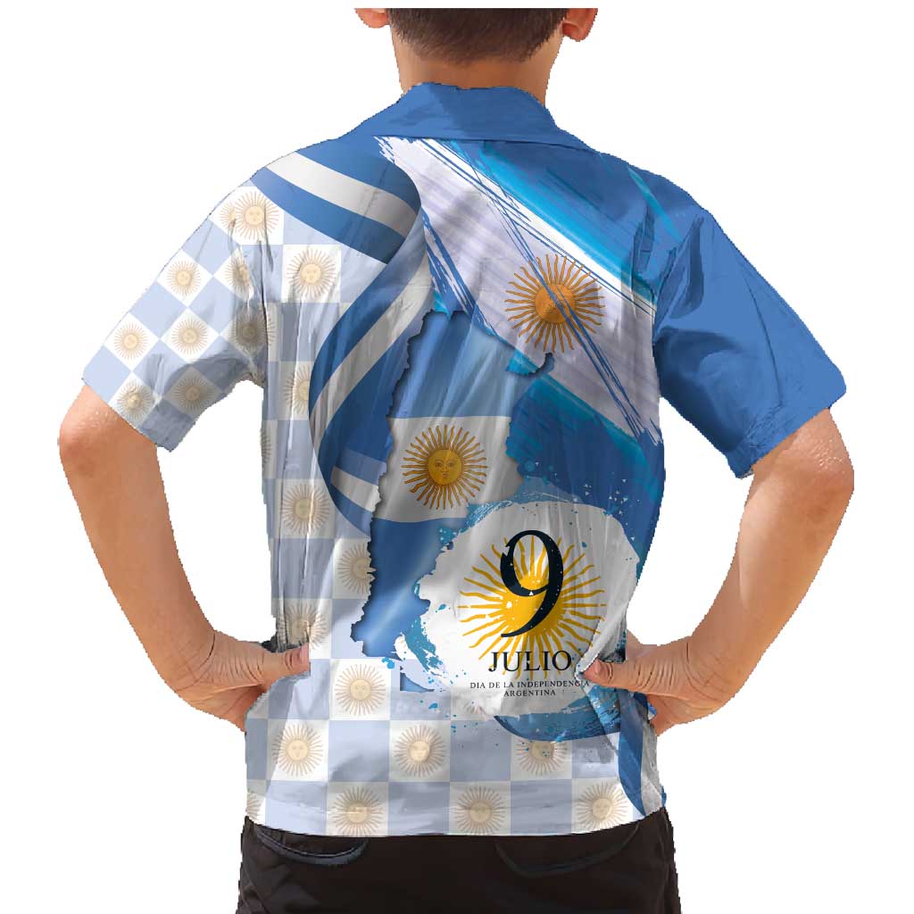 Argentina Independence Day Family Matching Mermaid Dress and Hawaiian Shirt - Día de la Independencia Brush and Grunge Style