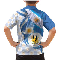 Argentina Independence Day Family Matching Mermaid Dress and Hawaiian Shirt - Día de la Independencia Brush and Grunge Style