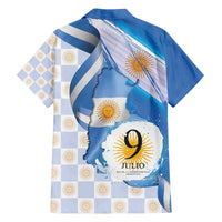 Argentina Independence Day Family Matching Off The Shoulder Long Sleeve Dress and Hawaiian Shirt - Día de la Independencia Brush and Grunge Style