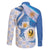 Argentina Independence Day Family Matching Off The Shoulder Long Sleeve Dress and Hawaiian Shirt - Día de la Independencia Brush and Grunge Style