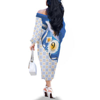 Argentina Independence Day Family Matching Off The Shoulder Long Sleeve Dress and Hawaiian Shirt - Día de la Independencia Brush and Grunge Style