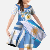 Argentina Independence Day Family Matching Off Shoulder Maxi Dress and Hawaiian Shirt - Día de la Independencia Brush and Grunge Style