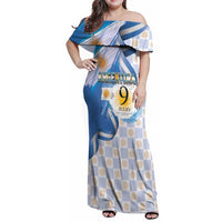 Argentina Independence Day Family Matching Off Shoulder Maxi Dress and Hawaiian Shirt - Día de la Independencia Brush and Grunge Style