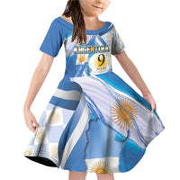 Argentina Independence Day Family Matching Off Shoulder Short Dress and Hawaiian Shirt - Día de la Independencia Brush and Grunge Style