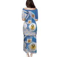 Argentina Independence Day Family Matching Puletasi and Hawaiian Shirt - Día de la Independencia Brush and Grunge Style