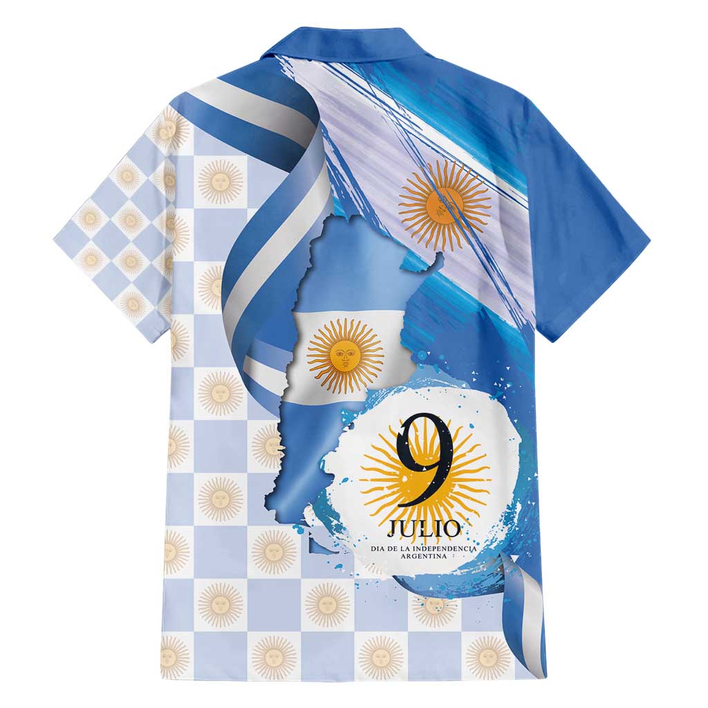 Argentina Independence Day Family Matching Short Sleeve Bodycon Dress and Hawaiian Shirt - Día de la Independencia Brush and Grunge Style