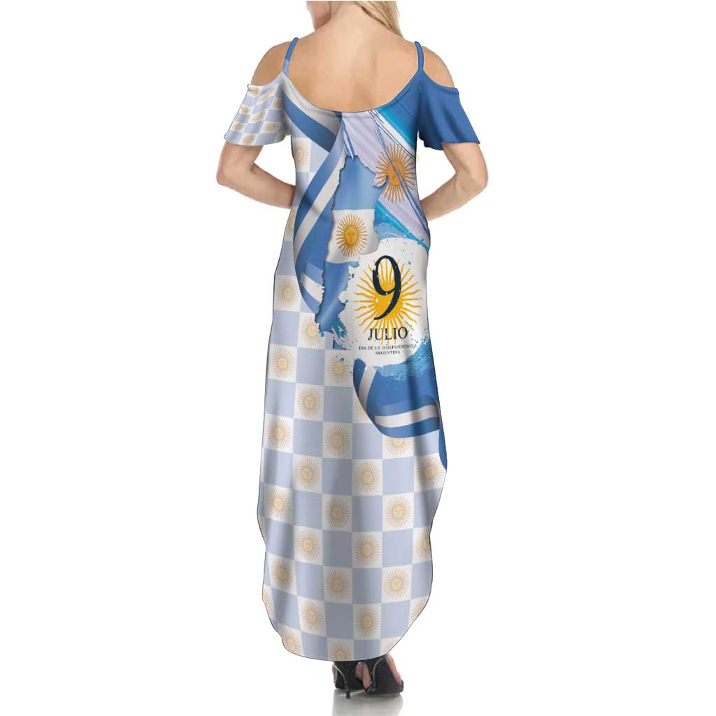 Argentina Independence Day Family Matching Summer Maxi Dress and Hawaiian Shirt - Día de la Independencia Brush and Grunge Style