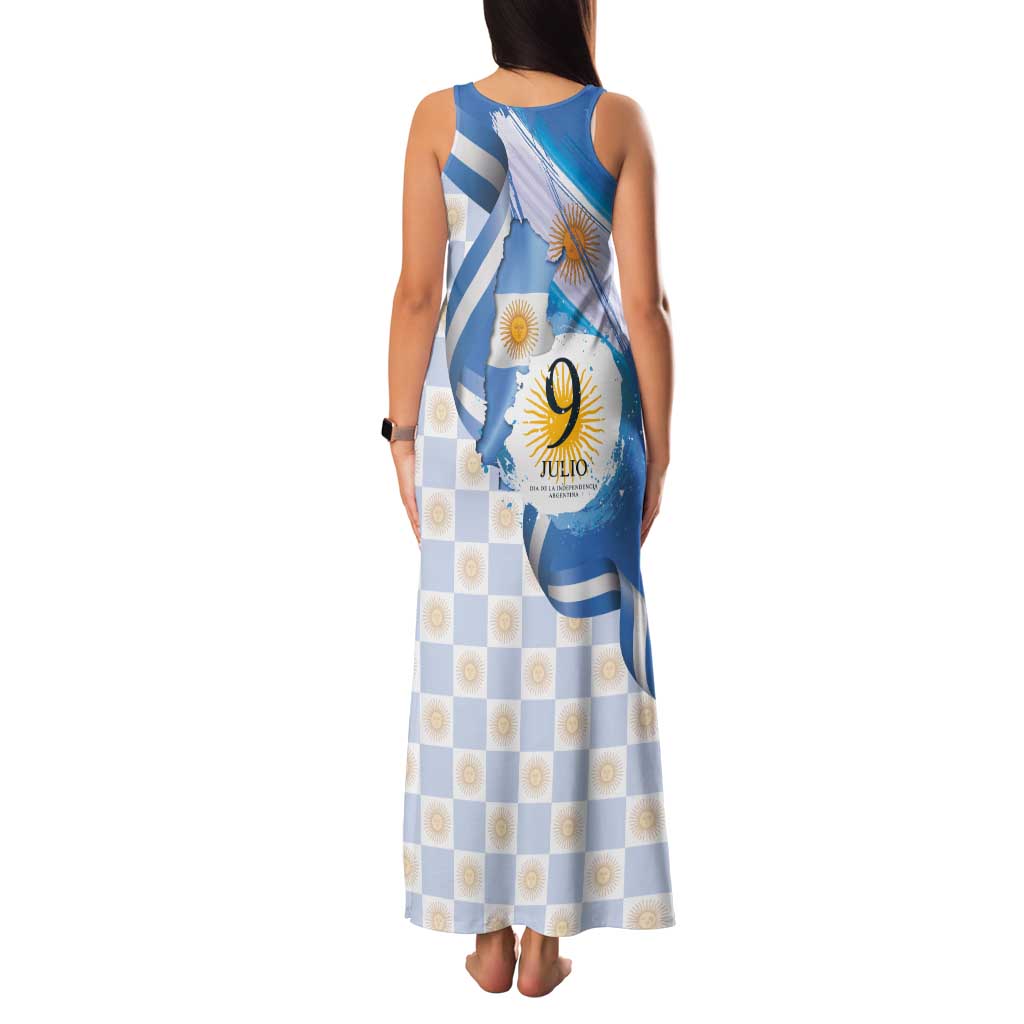 Argentina Independence Day Family Matching Tank Maxi Dress and Hawaiian Shirt - Día de la Independencia Brush and Grunge Style