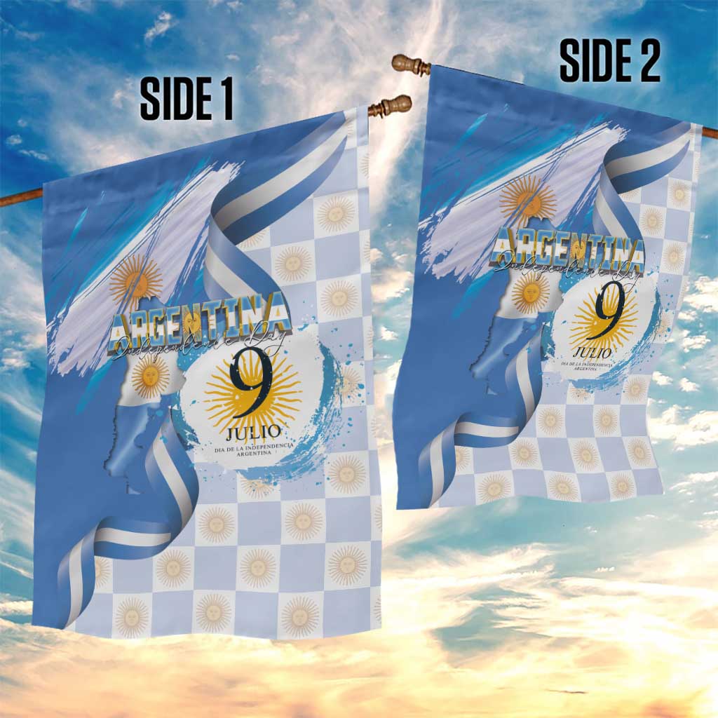 Argentina Independence Day Garden Flag - Día de la Independencia Brush and Grunge Style