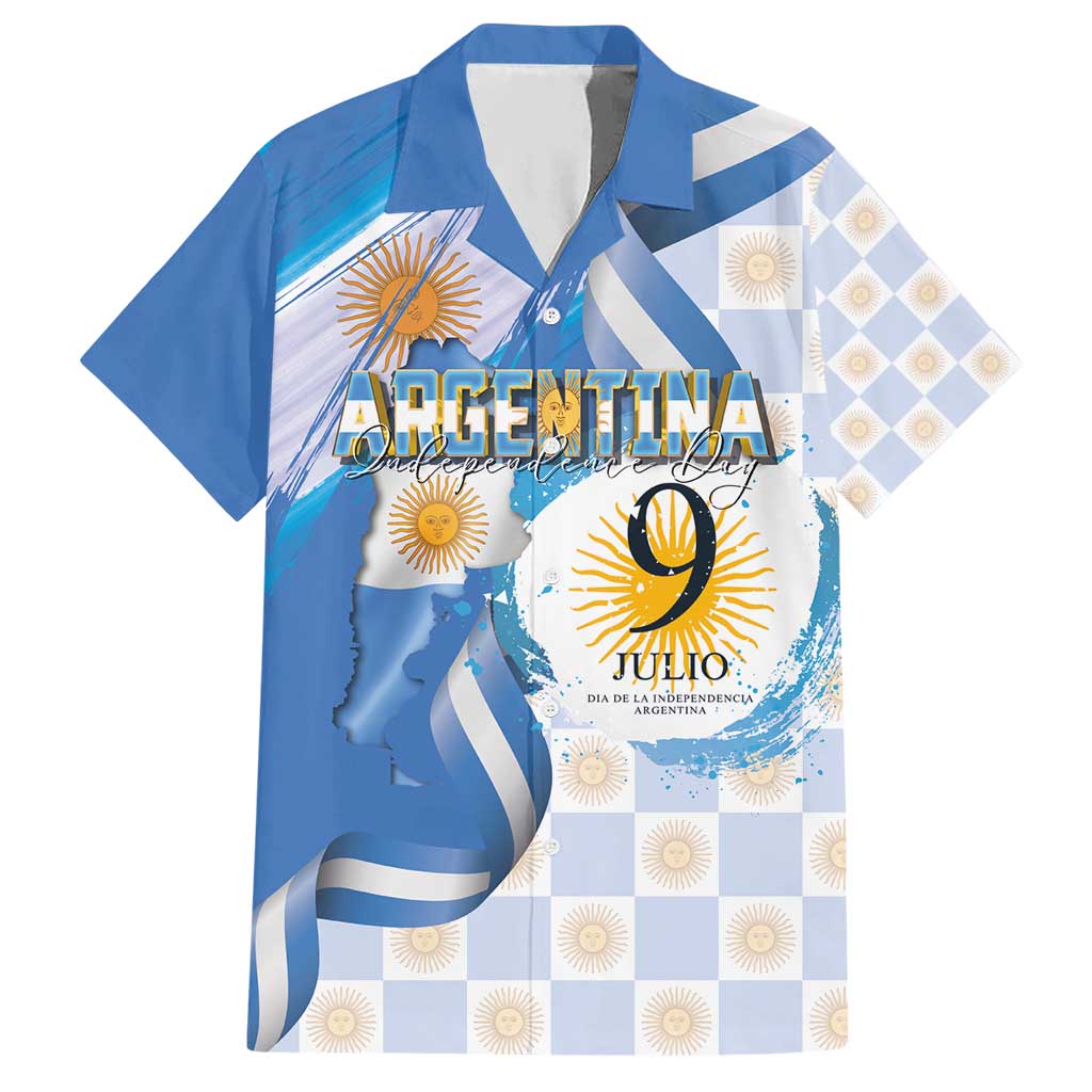 Argentina Independence Day Hawaiian Shirt - Día de la Independencia Brush and Grunge Style
