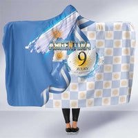 Argentina Independence Day Hooded Blanket - Día de la Independencia Brush and Grunge Style
