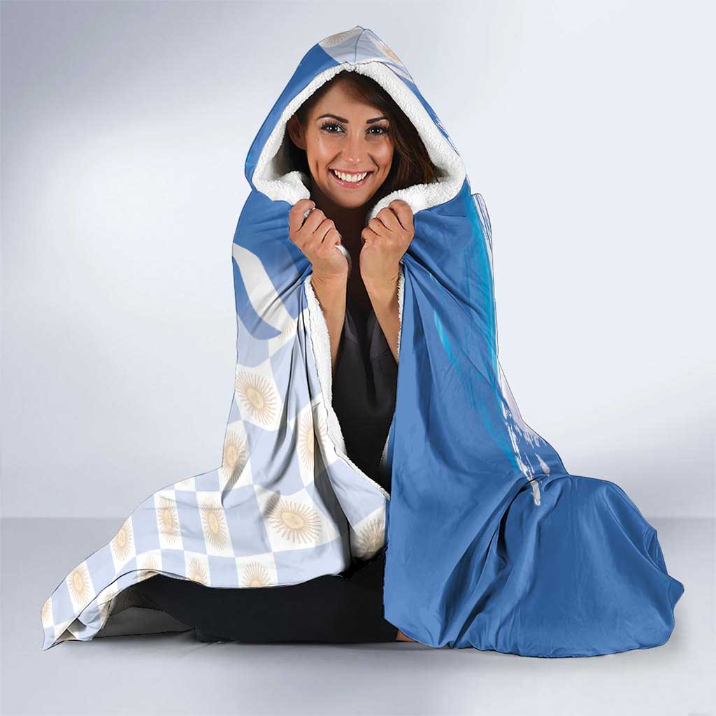 Argentina Independence Day Hooded Blanket - Día de la Independencia Brush and Grunge Style