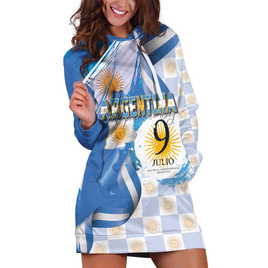Argentina Independence Day Hoodie Dress - Día de la Independencia Brush and Grunge Style
